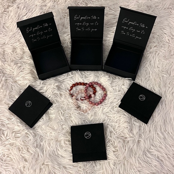 NEW Authentic Crystal Bracelets: Rose Quartz, Rhodonite, Red Jasper Love Stack - Picture 15 of 16